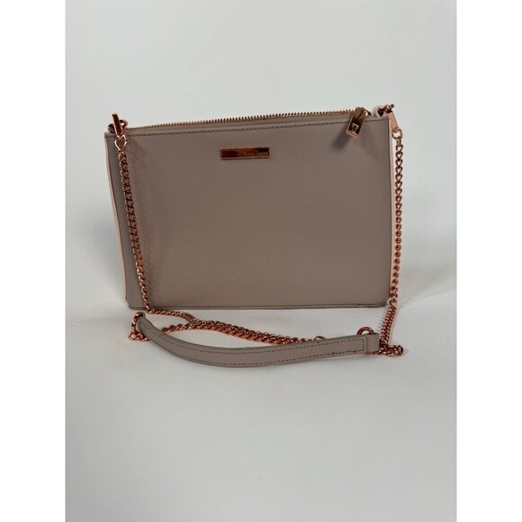 Ted Baker Women's Gray Crossbody Bag W/ Rose Gold Chain & Animal Print Lining - Picture 15 of 16